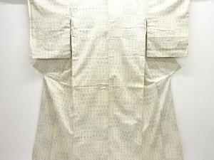 アンティーク　格子に亀甲模様織り出し本塩沢着物